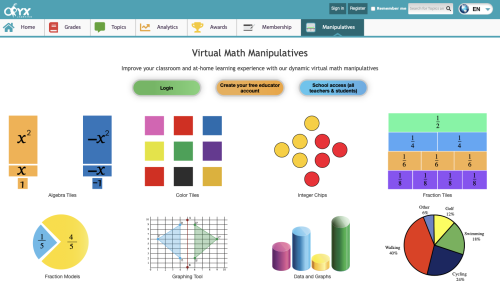 Screenshot of Virtual Math Manipulatives