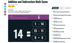 Screenshot of Addition and Subtraction Game