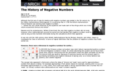 Screenshot of The History of Negative Numbers