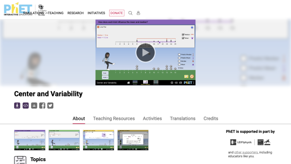 Screenshot of Center and Variability