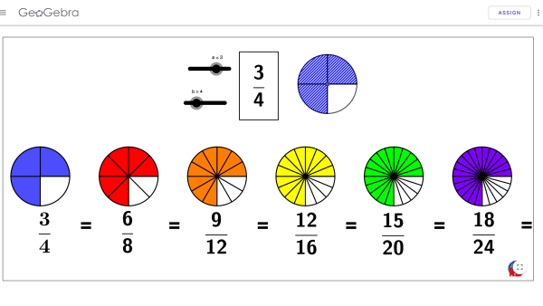 Screenshot of Equivalent fractions
