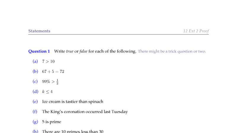 Preview of Extension 2 Proof - Statements (the nature of proof)