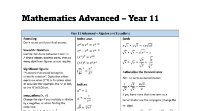 Advanced / Extension 1 Formula Book - MathsFaculty