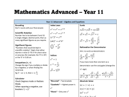 Preview of Advanced / Extension 1 Formula book