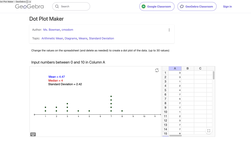 Screenshot of Dot Plot Maker