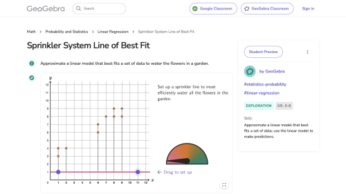 Screenshot of Sprinkler System Line of Best Fit