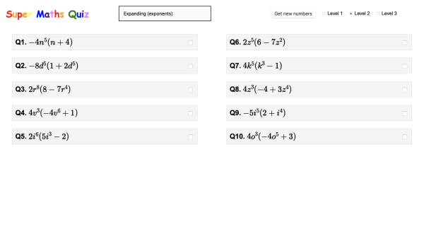 Screenshot of Super Maths Quiz