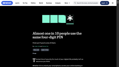 Screenshot of Almost one in 10 people use the same four-digit PIN