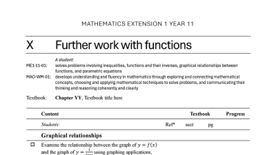 Preview of Mathematics Extension 1 (2024) - Student Outlines