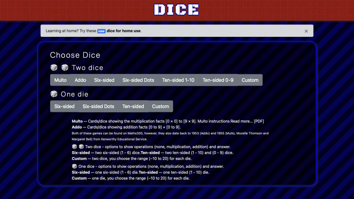 Screenshot of Dice