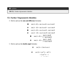 Preview of Mathematics Extension 1 revision checklist