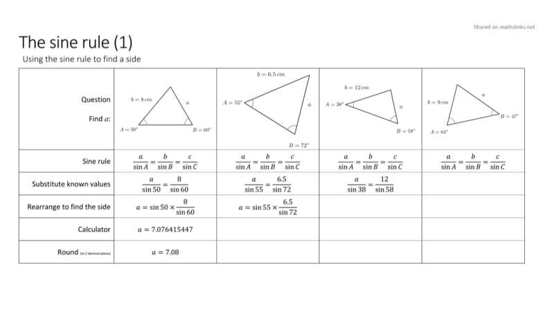 Preview of Non-right-angled trigonometry - faded worked examples