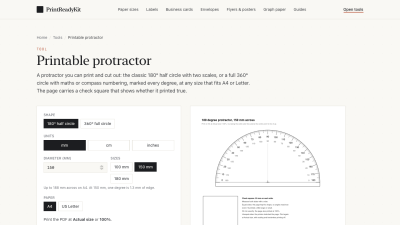 Screenshot of Printable protractor