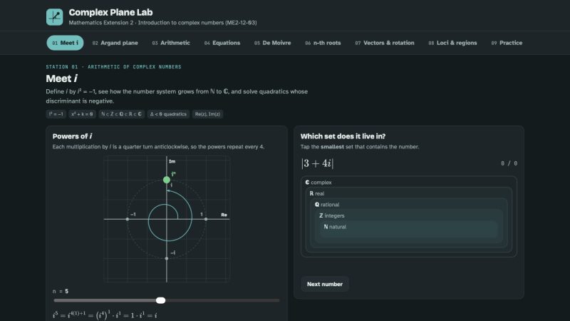 Screenshot of Complex Plane Lab