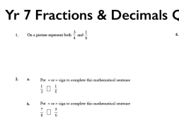 Preview of Yr 7 Fractions & Decimals ABQuiz