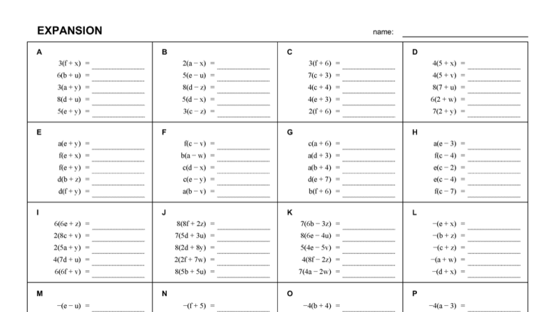 Preview of Expansion infinite worksheet