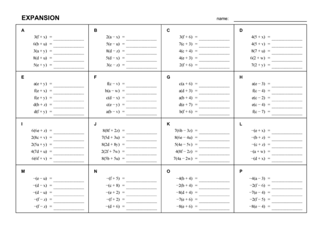 Preview of Expansion infinite worksheet